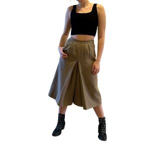 Vintage Brown Wool Blend High Waist Crop Culotte Size 6